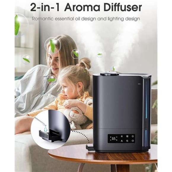 Humidifiers for Bedroom,6L Top Fill Cool Mist Humidifiers for Large Room - Picture 6 of 6